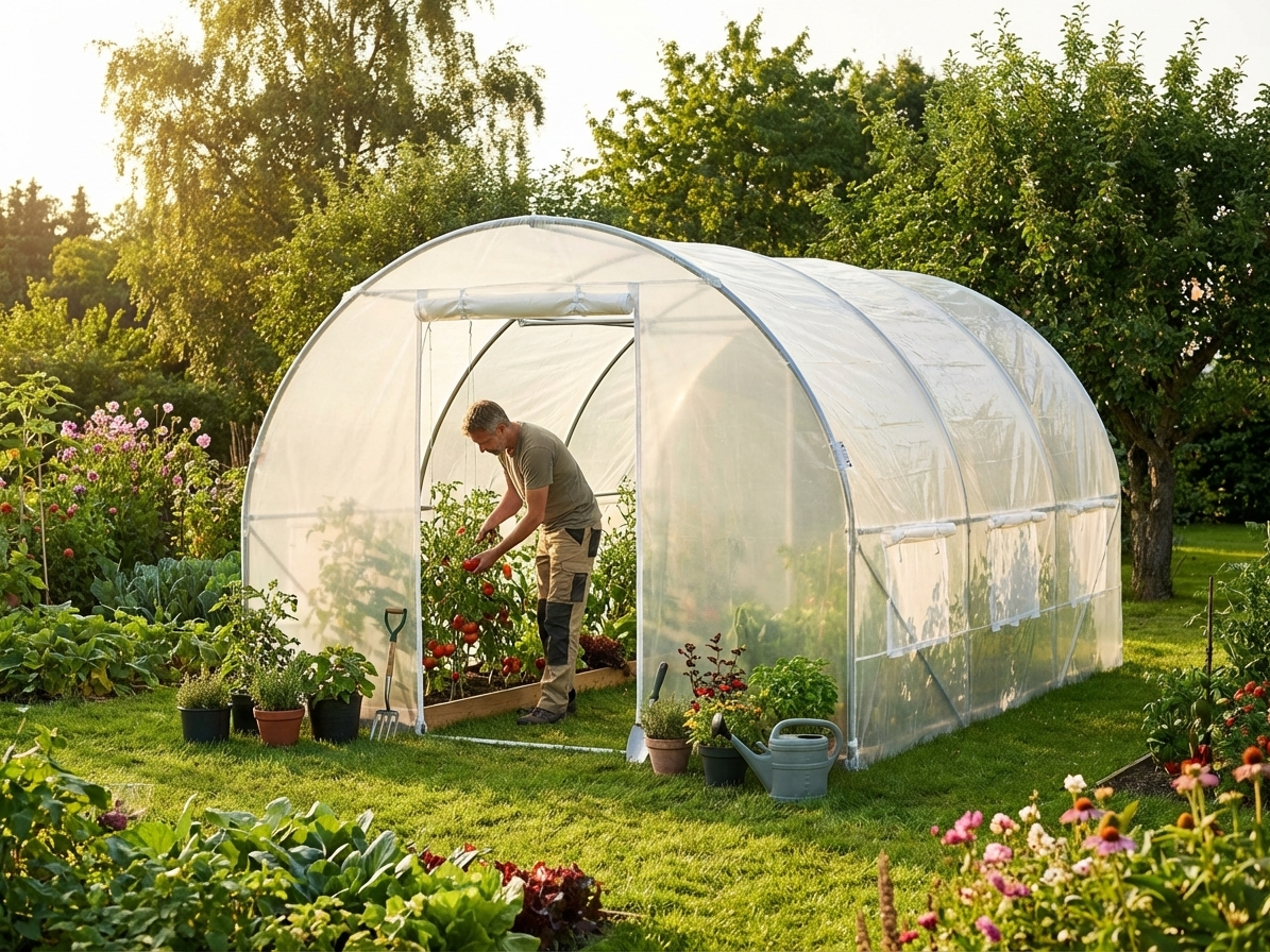 Polytunnel Greenhouse 3x4.5m Transparent with Galvanised Steel Frame - view 3
