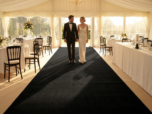 Black carpet 2x12 m made of 100% polyester for indoor use - product detail