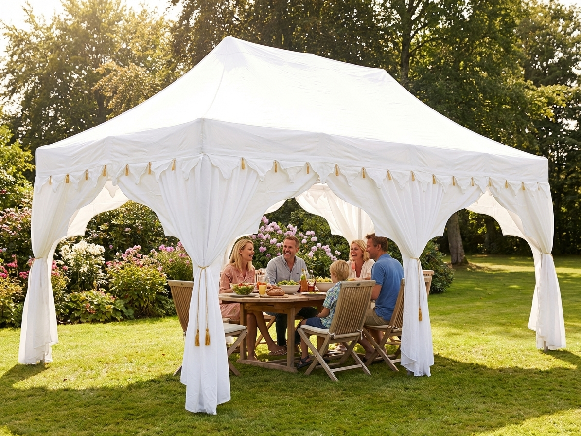 Elegant Pop Up Gazebo 3x6m in White/Gold with Steel Frame - product detail