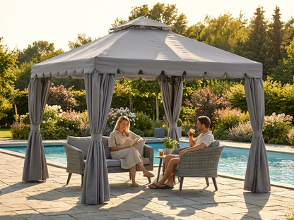 3x3 m grey gazebo with polyester and steel construction - view 3