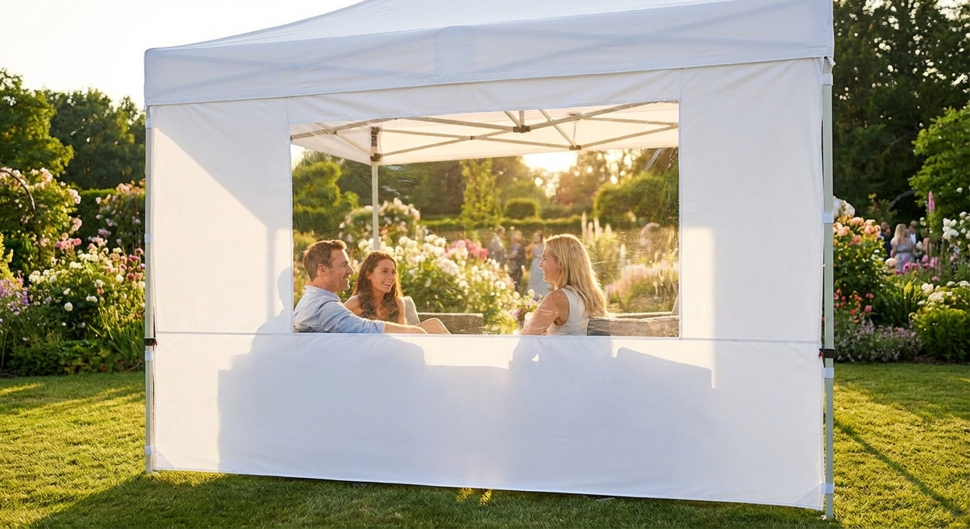 Sidewall with panorama window for FleXtents, 4m white