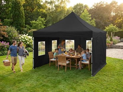 Pop up gazebo 6x6 m black with steel frame for outdoor events