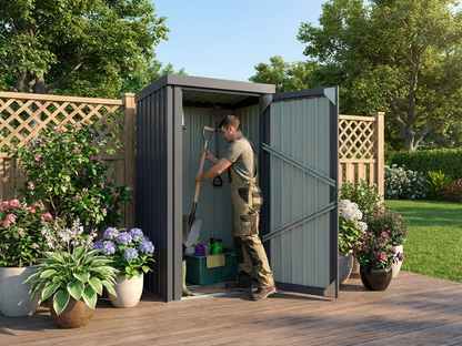 Steel garden shed in anthracite, ideal for outdoor storage - product detail