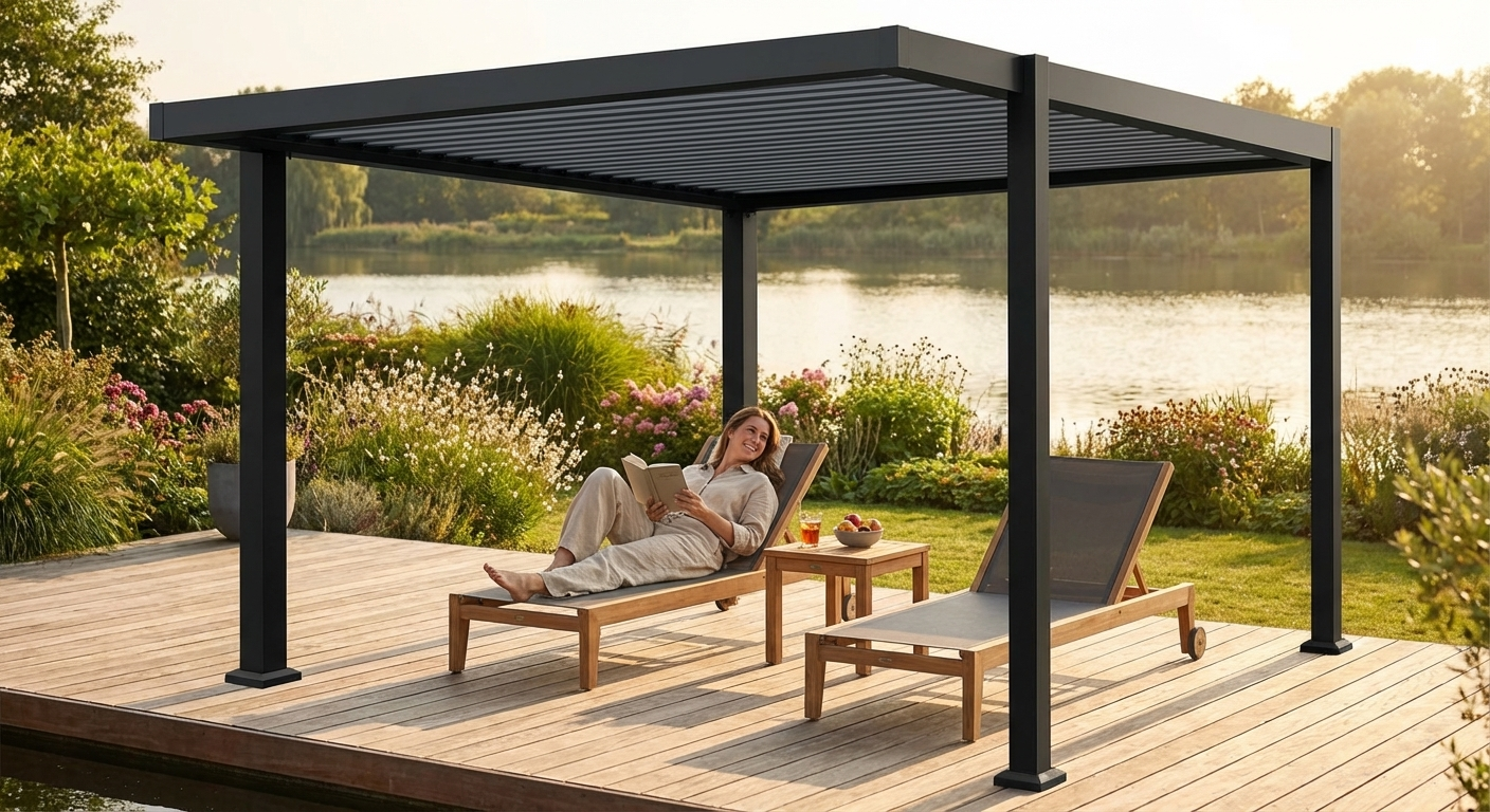 Pergola Gazebo 3x3 m in Black and Dark Grey for garden use - view 3