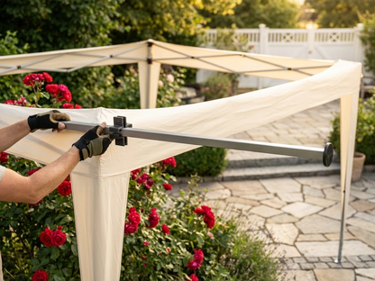 Complete roof pole in black made from hammered steel - product detail