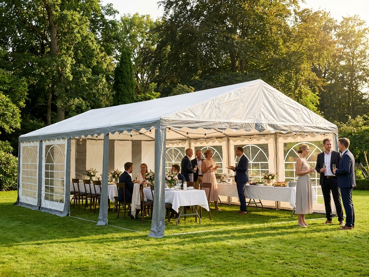 Marquee Tent 5x8 m Grey/White for Outdoor Events - view 3
