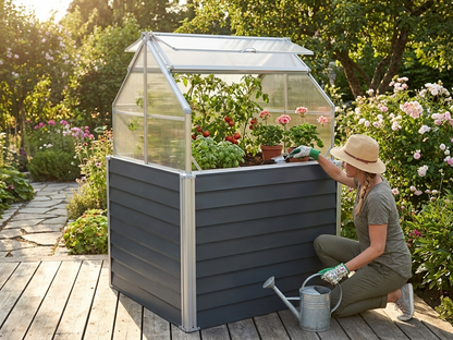Mini Greenhouse 1.2x1.2x1.69 m in Anthracite with polycarbonate and steel - product detail