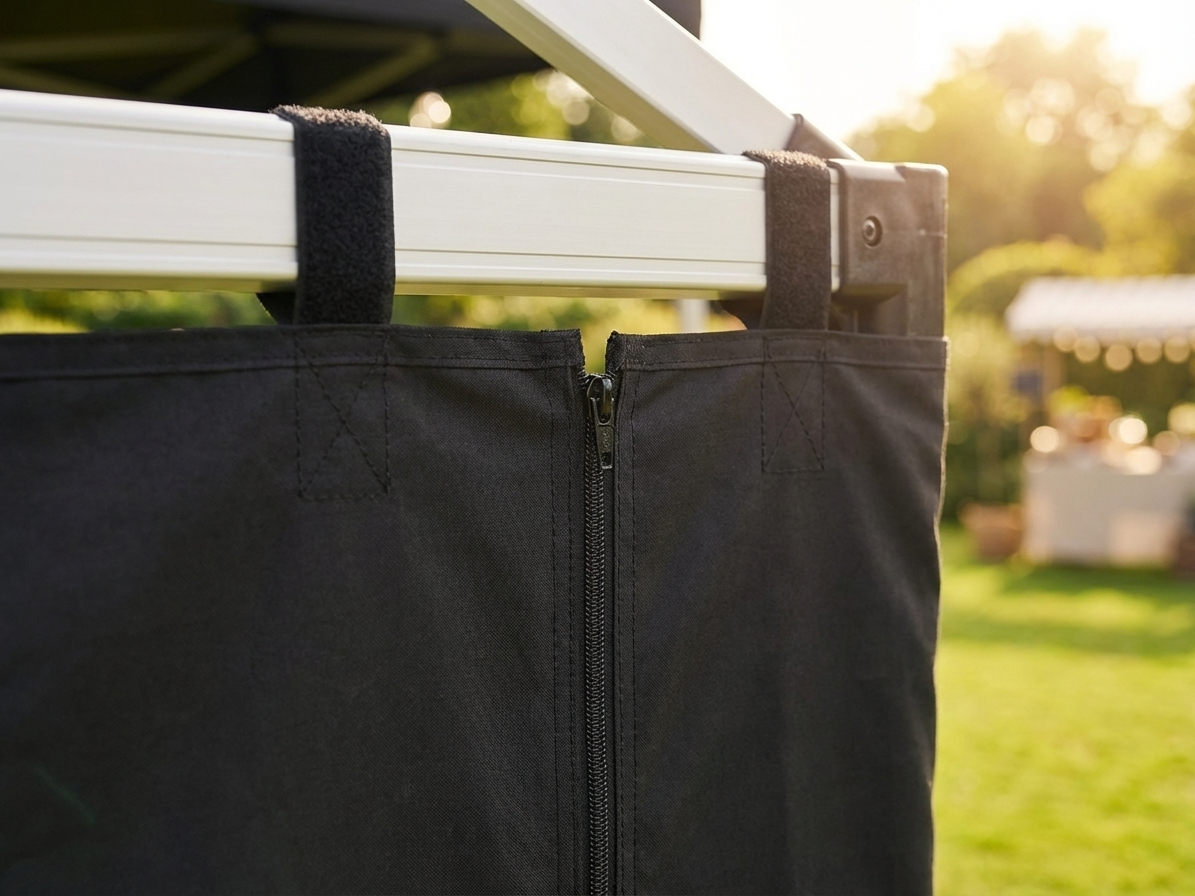 Black sidewall with zipper for 3m FleXtents, ideal for outdoor events - product detail