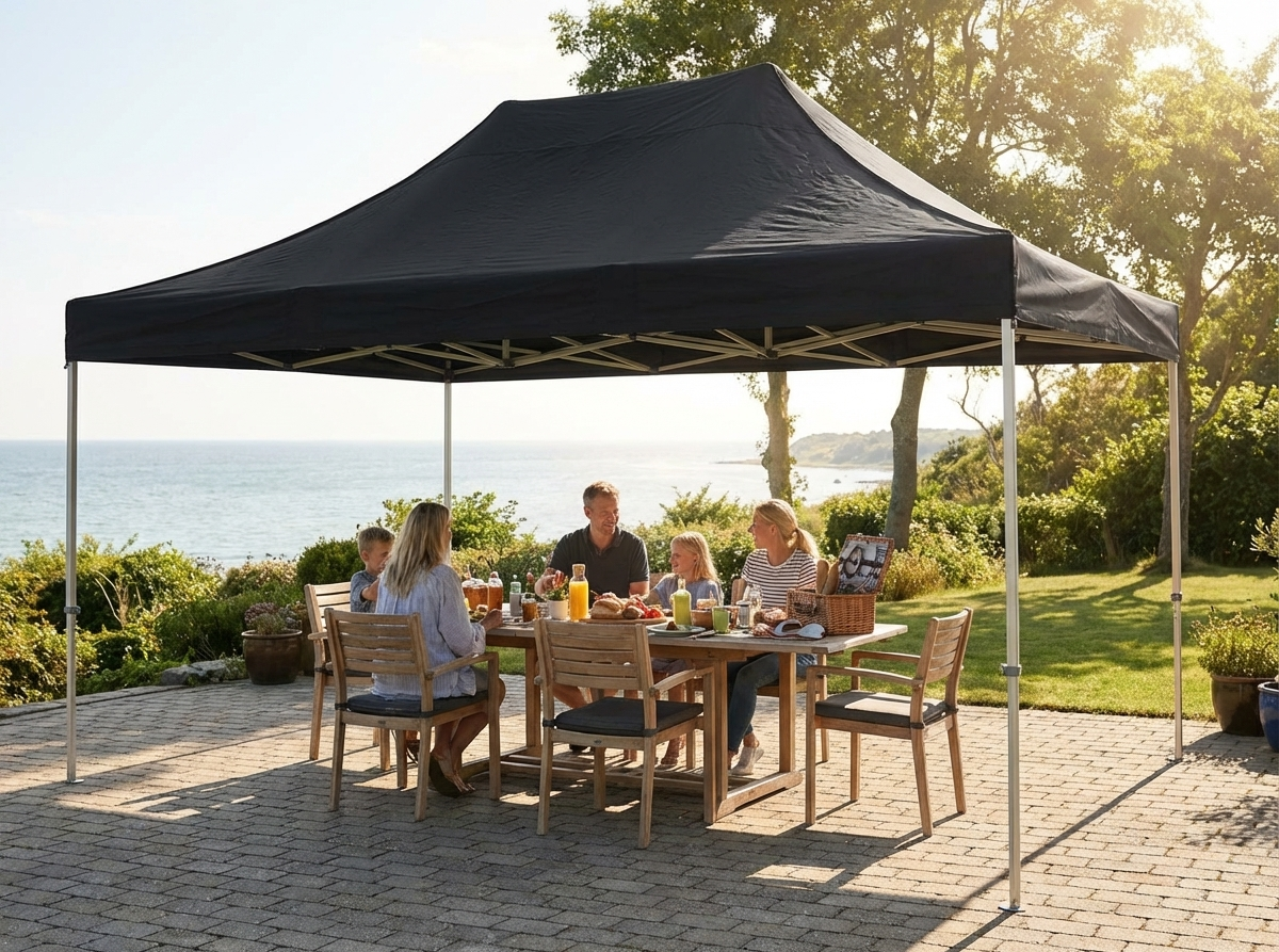 Black pop up gazebo with steel frame for outdoor events - view 3