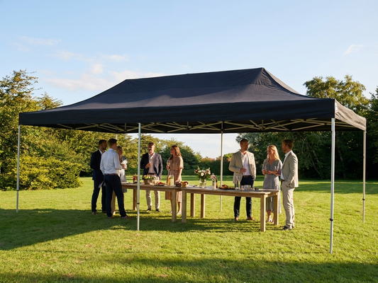 Black pop-up gazebo with aluminium frame for outdoor events