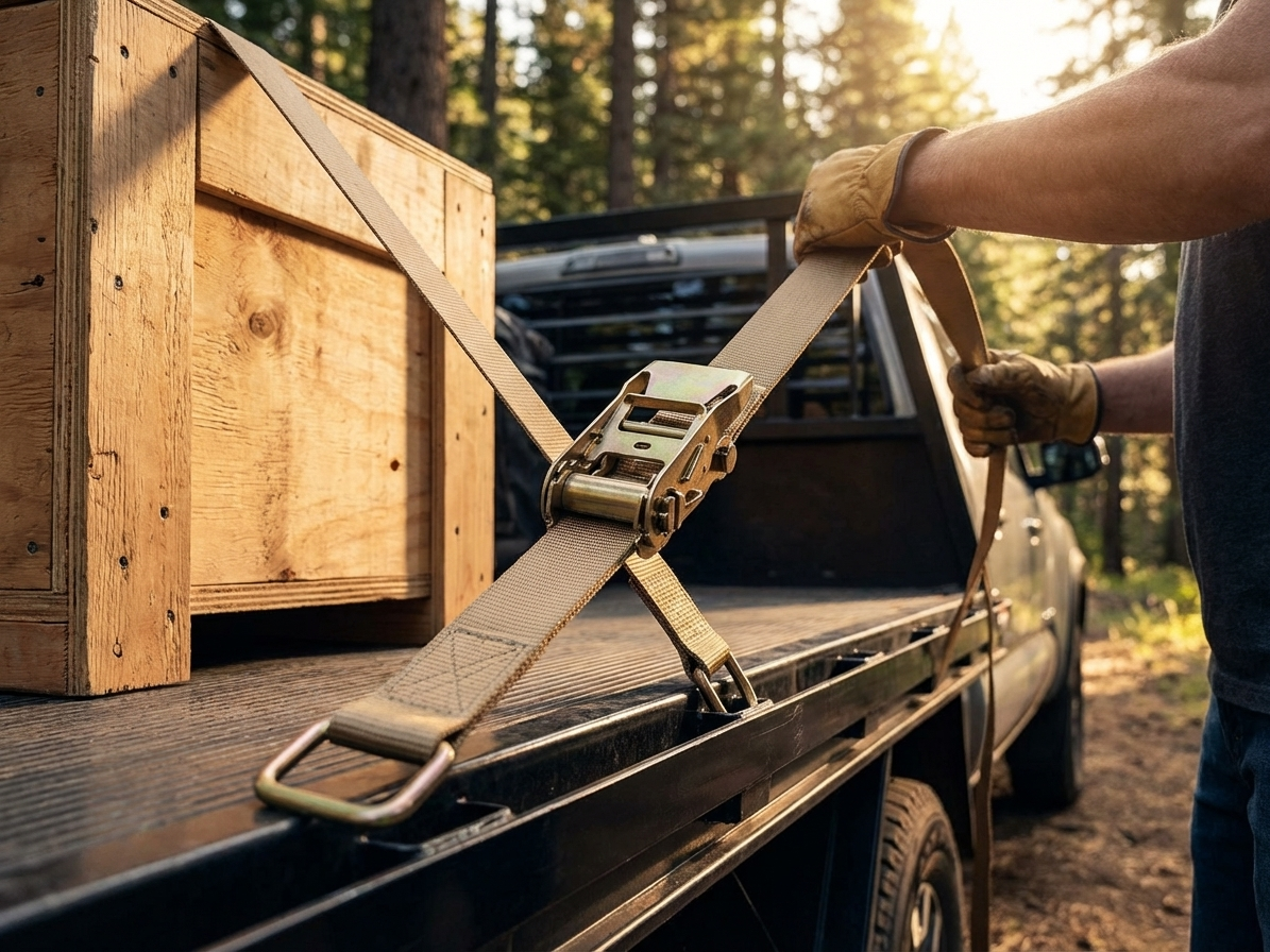 Heavy duty ratchet strap for secure load fastening - view 3