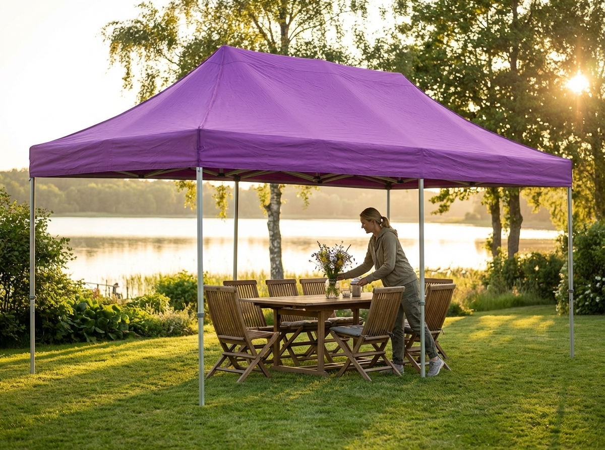 Pop up gazebo 3x6m purple steel frame for outdoor events - view 3