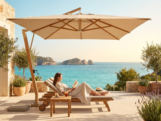 Sand cantilever parasol providing outdoor shade - product detail