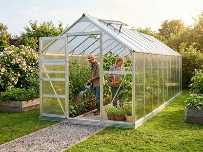 Polycarbonate greenhouse with galvanised steel frame in silver - view 3