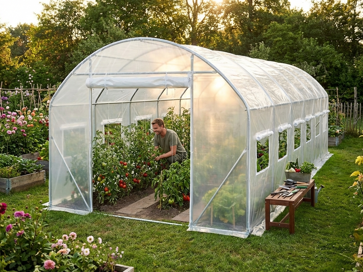 Transparent polytunnel greenhouse cover 180 Micron UV water-resistant - view 3