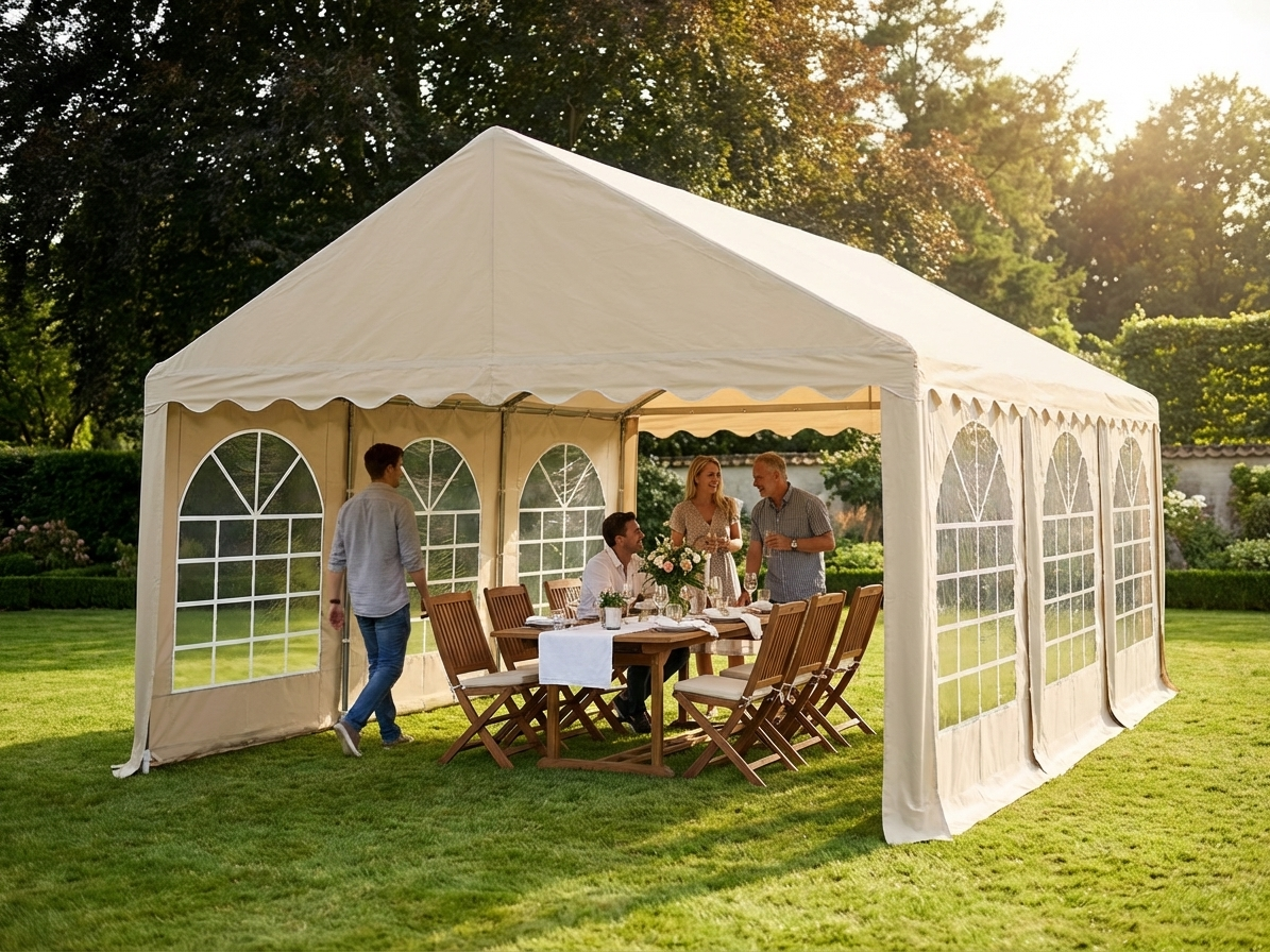 Sand coloured marquee 4x6 m for outdoor events - view 3