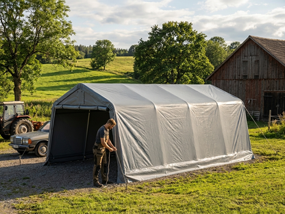 PVC roof cover for portable garage in grey - view 3