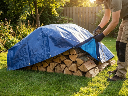 Blue PE tarpaulin 6x8m for outdoor covering