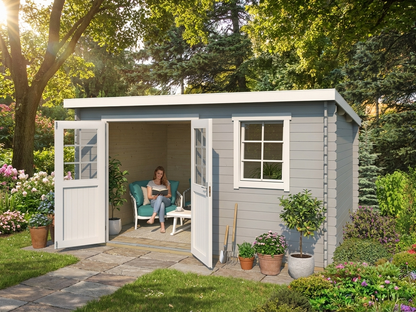 Wooden garden shed in light grey, 3.8x2.3 m, Nordic Spruce - view 3