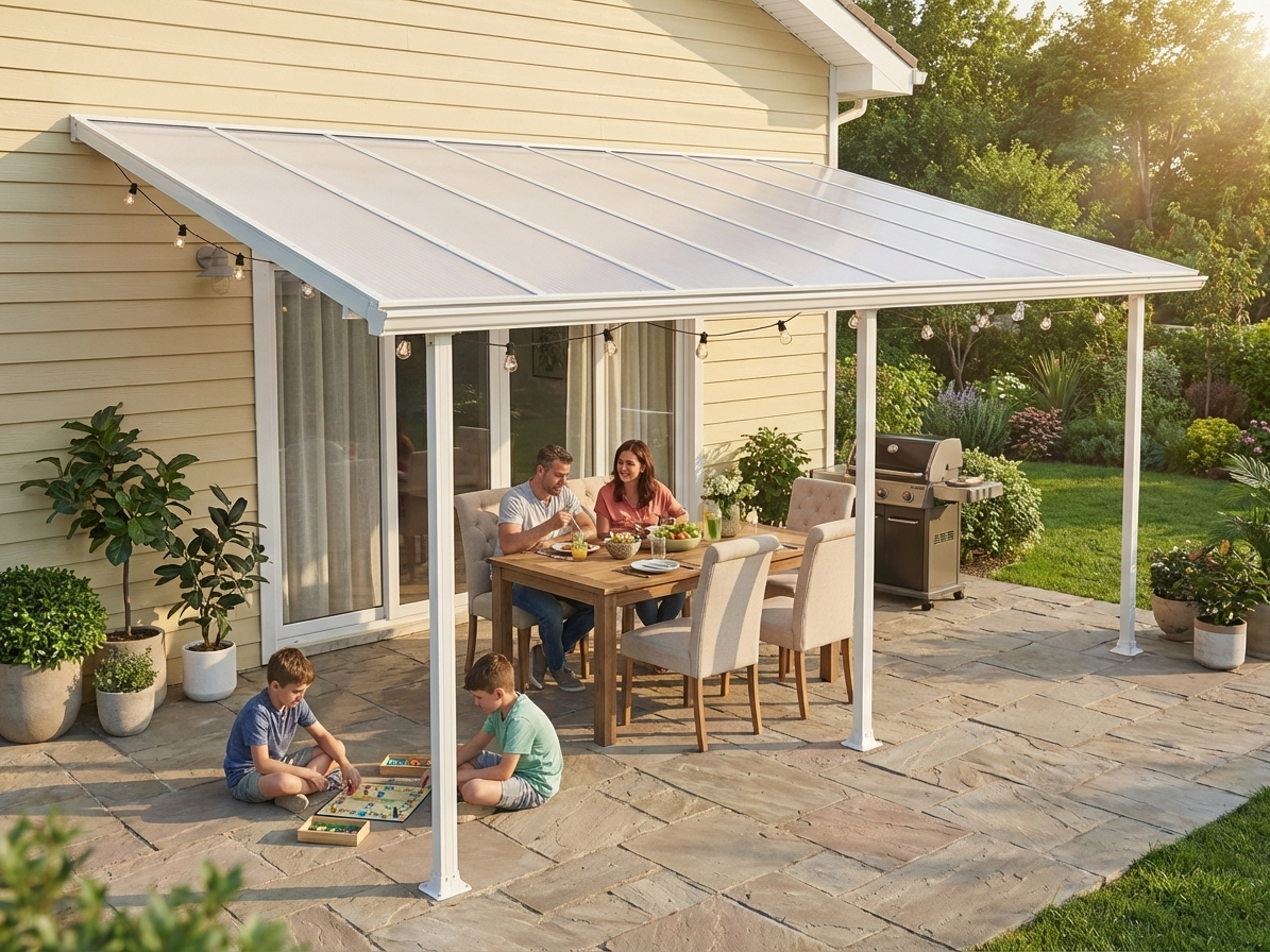 White patio cover 3x5.46 metres outdoor shelter - view 3