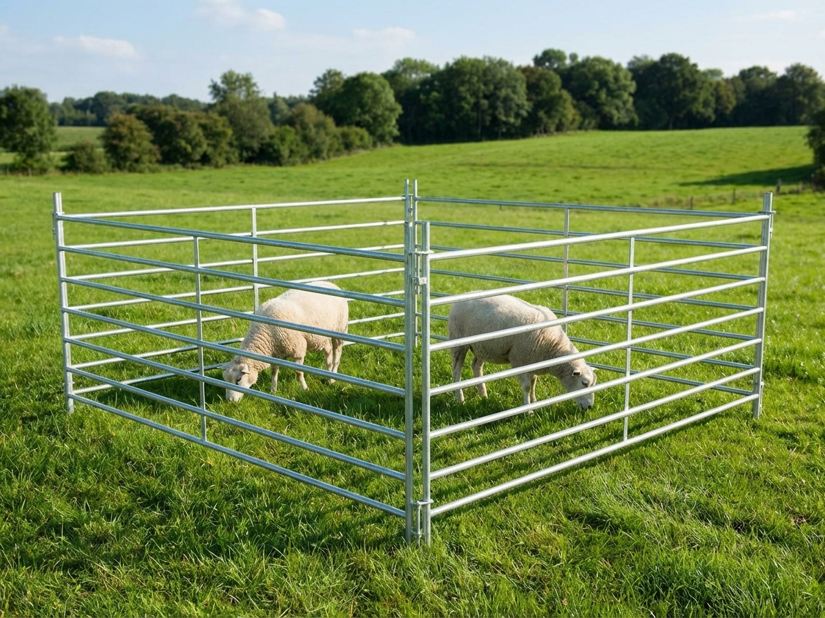 Silver animal enclosure made from galvanised steel