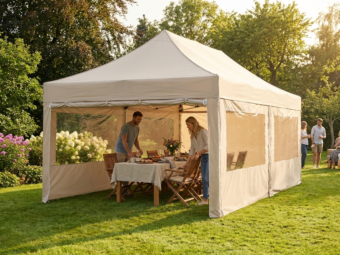 Large pop-up gazebo in latte with aluminium frame for outdoor events - view 3