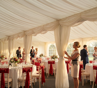 White marquee lining and curtain pack for 5x8 m marquees