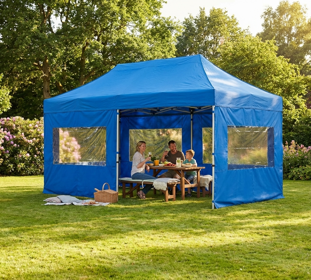 Blue pop-up gazebo with aluminium frame for outdoor events - product detail