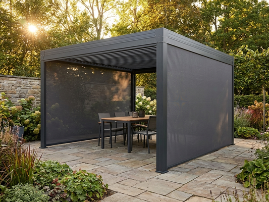 Dark grey pergola sidewall for outdoor use
