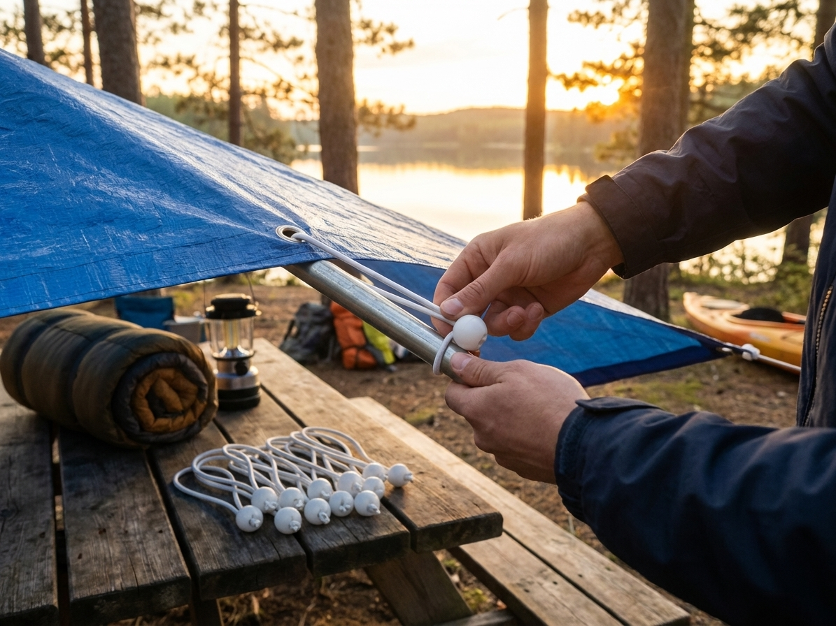 Bungee straps in white, ideal for outdoor use - product detail