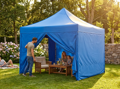 Blue pop up gazebo with aluminium frame for outdoor events - product detail