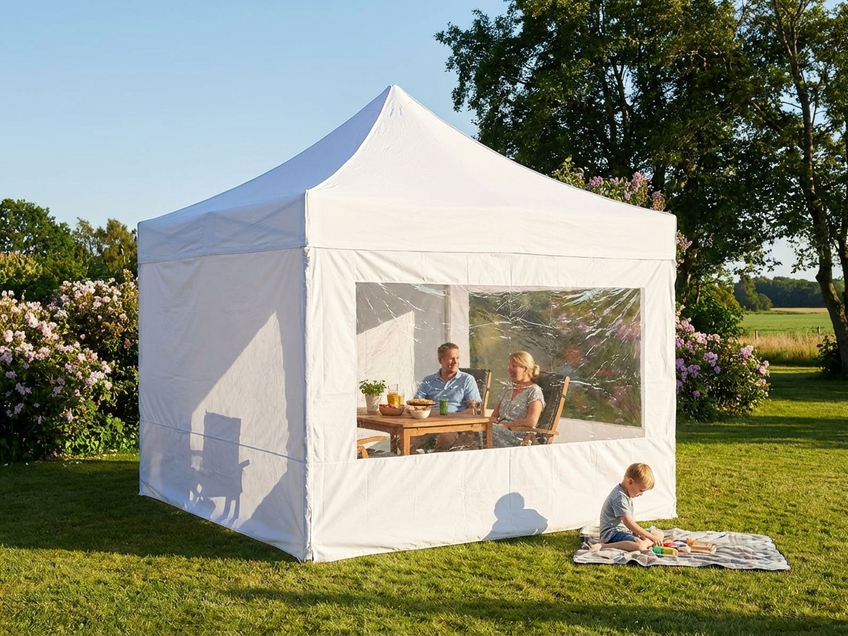 White pop-up gazebo with steel frame for outdoor events - product detail