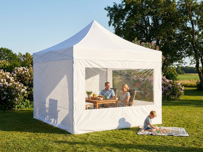 White pop-up gazebo with steel frame for outdoor events - product detail