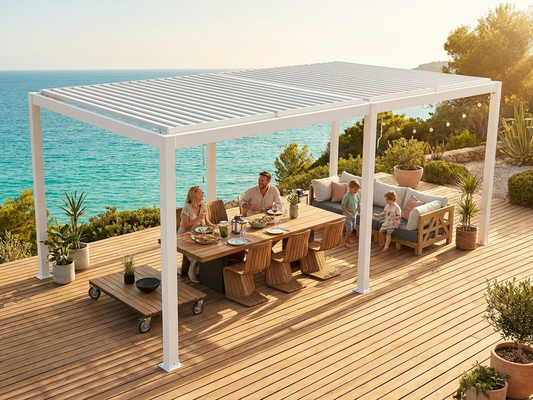 Aluminium Bioclimatic Pergola in White 4x5.8m - product detail