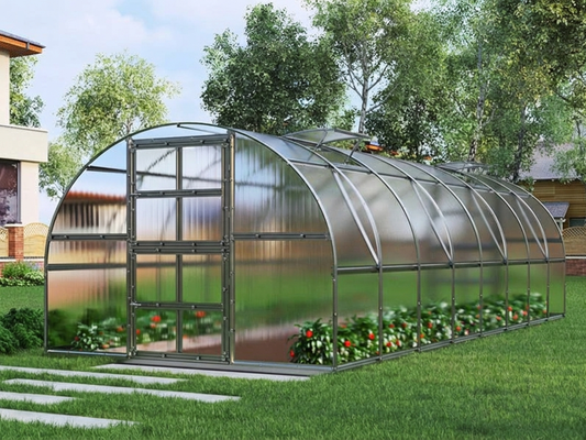 Polycarbonate Greenhouse 24m² Silver with Galvanised Steel Frame - product detail