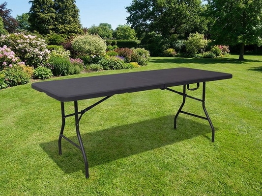 Folding table in black, made from HDPE and steel, suitable for various uses - product detail