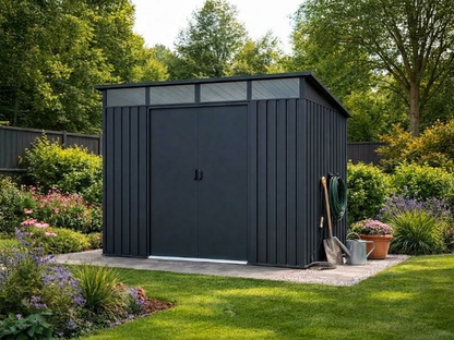 Anthracite garden shed made of galvanised steel