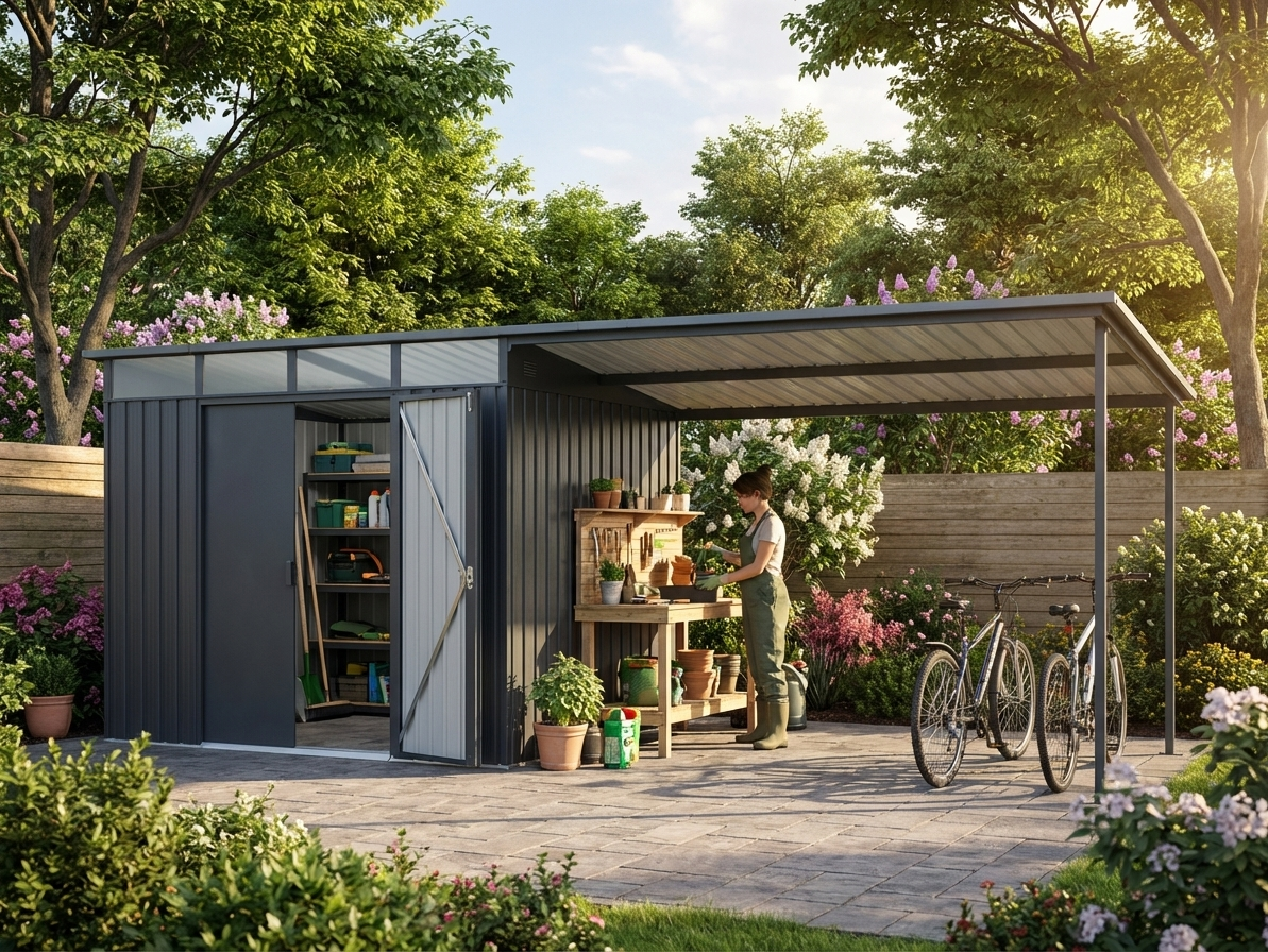 Garden shed in anthracite with galvanised steel construction - view 3
