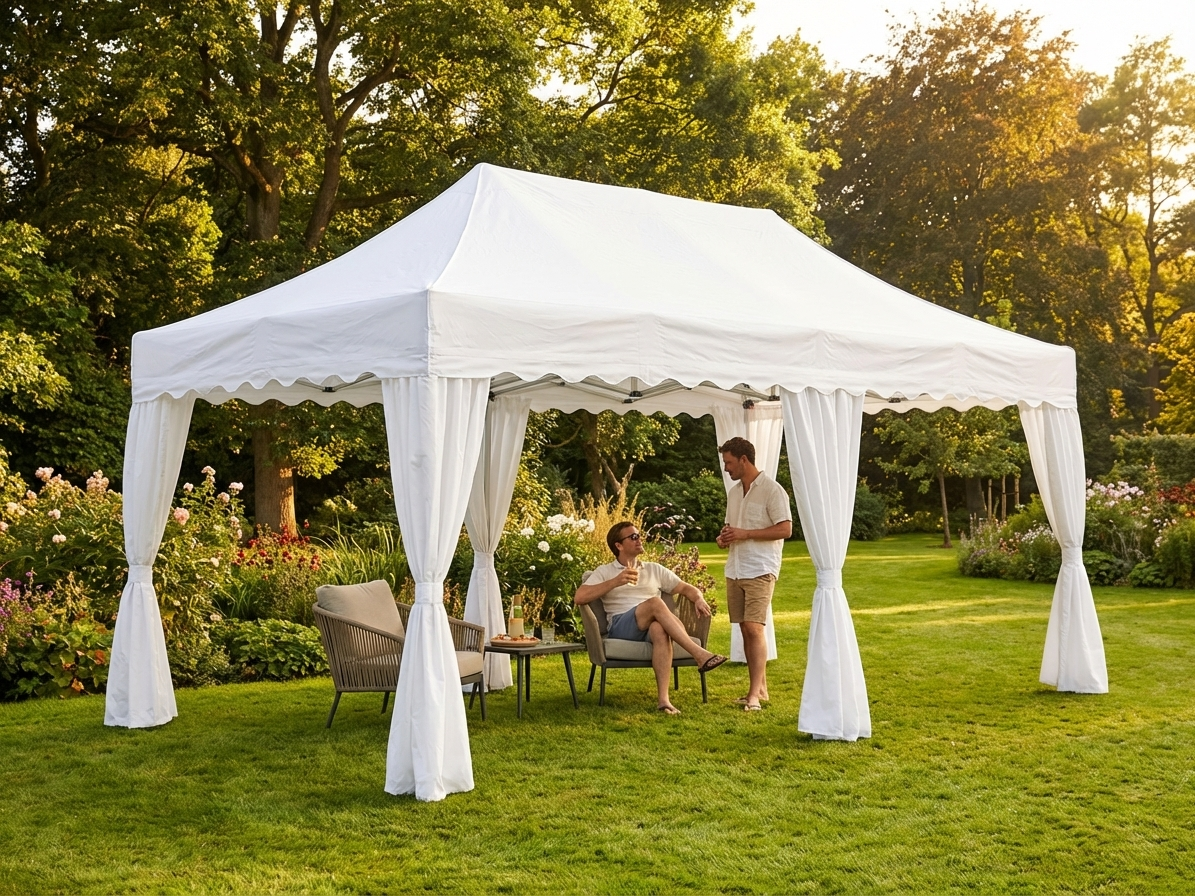 White pop up gazebo with steel frame, 3x6m, outdoor use - view 3
