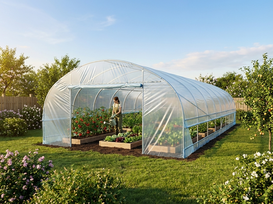 Transparent polytunnel greenhouse cover made of 100-micron PO film - product detail