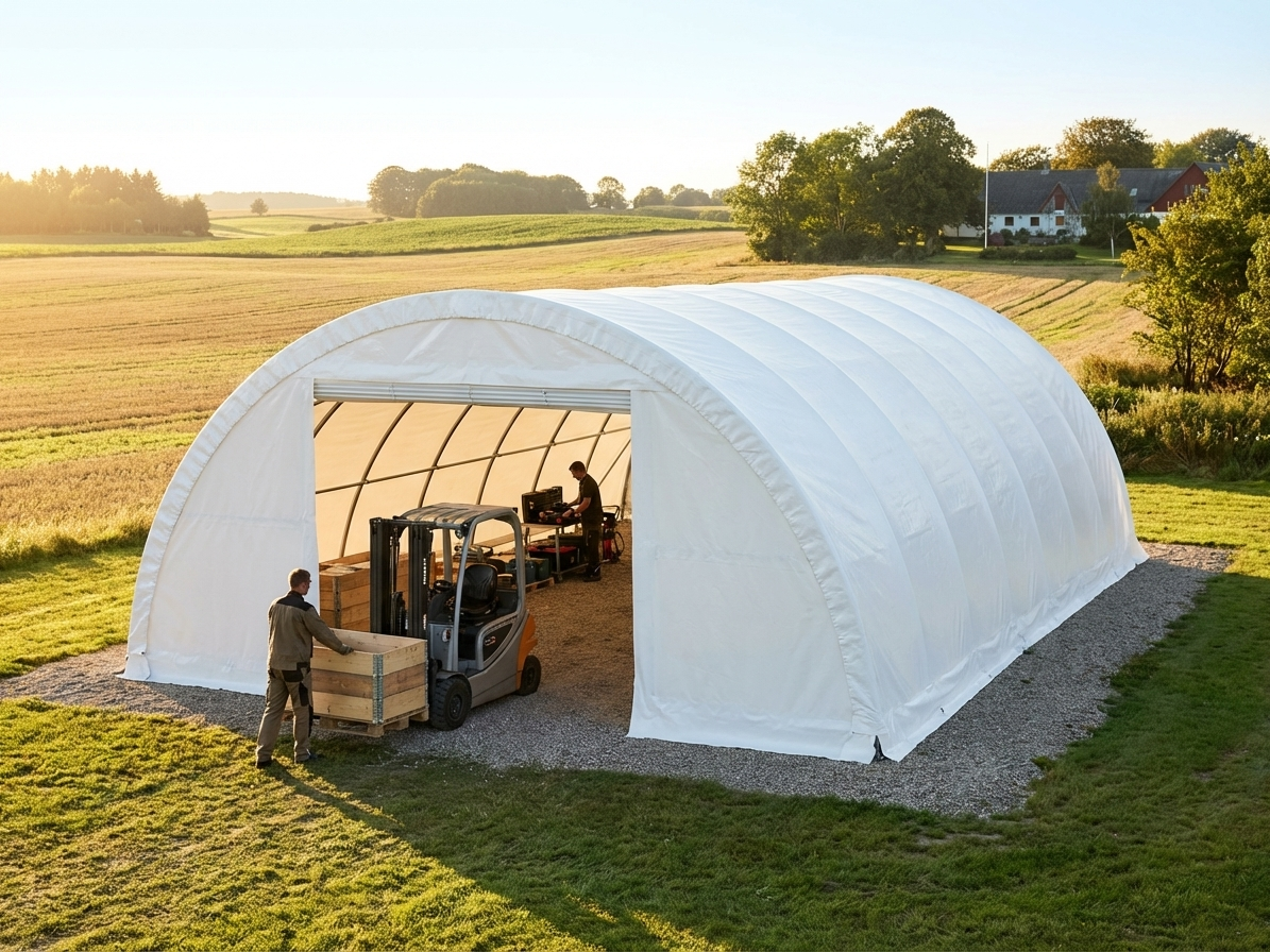 Arched Storage Tent 9.15x20x4.5 m in White for Industrial Use - view 3