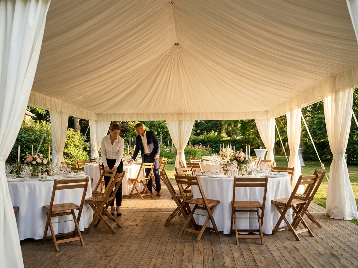 White polyester marquee lining for 6x6m marquee - view 3