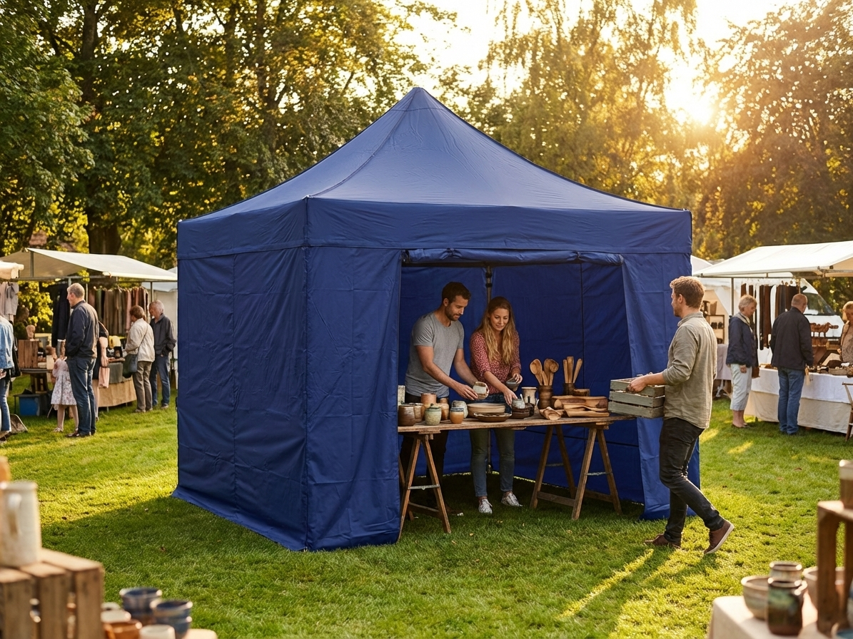 Pop up gazebo 3x3 m dark blue with aluminium frame for outdoor events