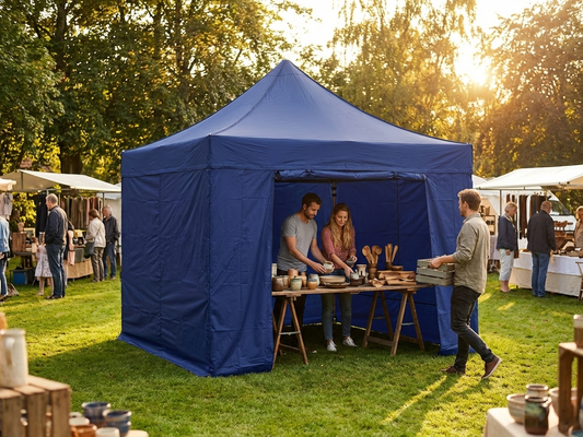 Pop up gazebo 3x3 m dark blue with aluminium frame for outdoor events