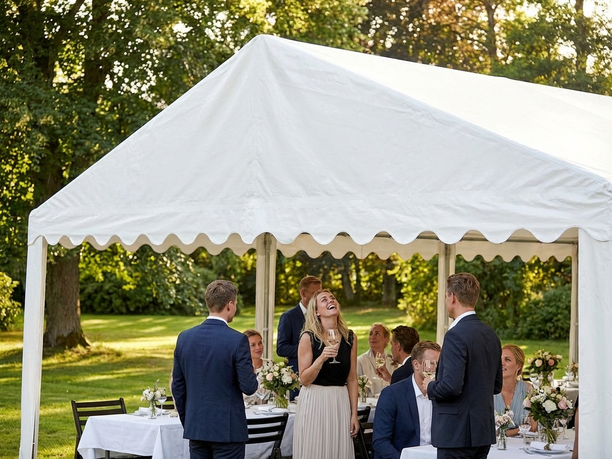 White PVC roof cover for 7x12m marquee, ideal for events - view 3