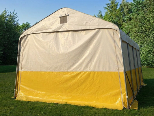 PVC storage work tent, white and yellow, industrial use - product detail