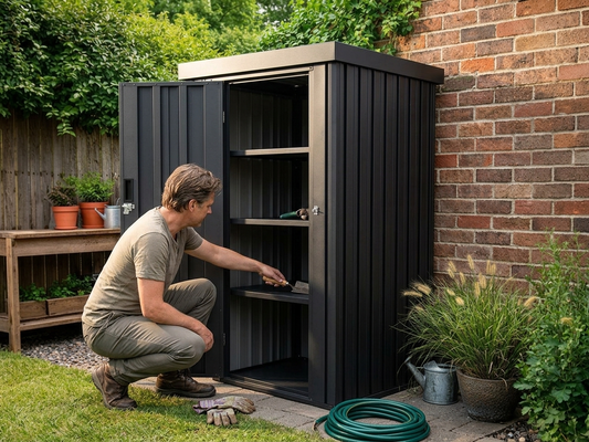 Anthracite metal garden shed, galvanised steel outdoor storage - product detail