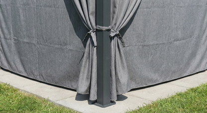 Grey gazebo sidewalls made of UV-resistant polyester