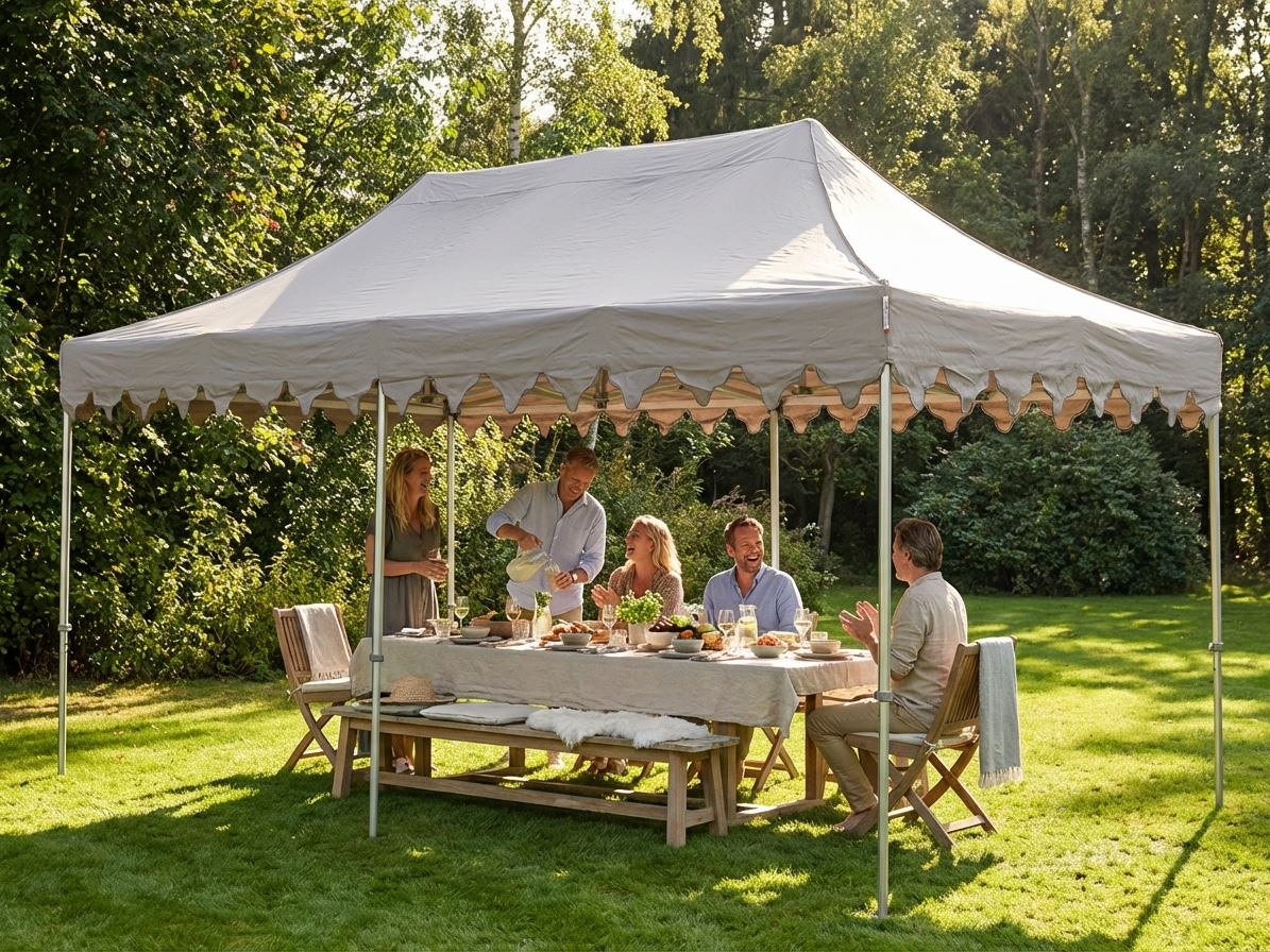 Pop up gazebo 3x6 metres in latte colour with aluminium frame - product detail