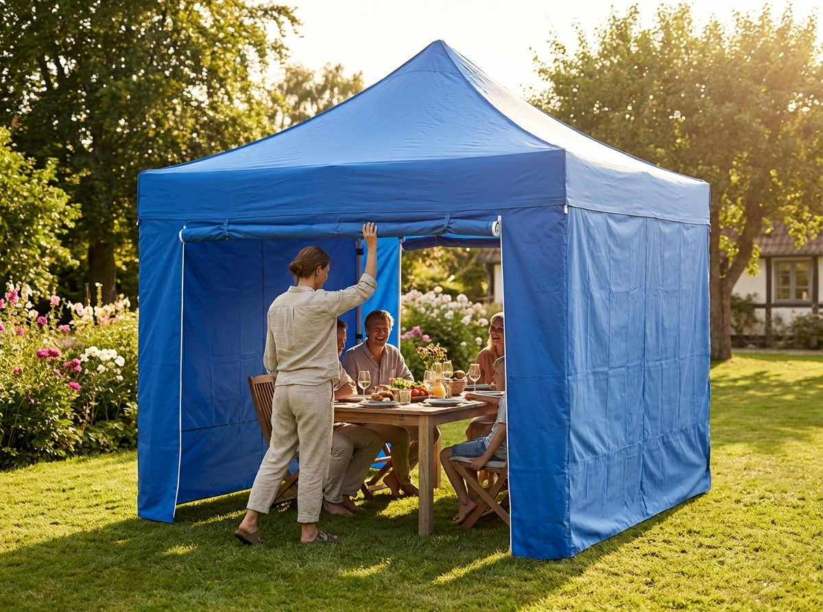 Blue pop up gazebo with steel frame for outdoor events - product detail